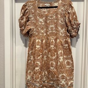 Moon River Tan Paisley Dress